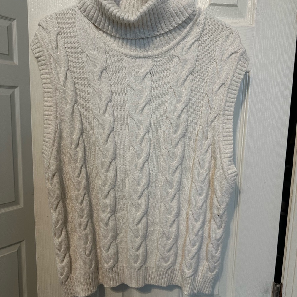 House of Harlow 1960 Cable Knit Turtleneck Sweater - White